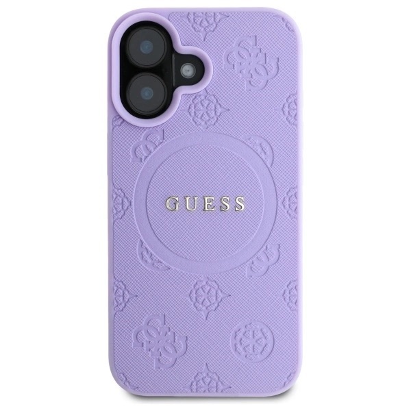 Zdjęcie do “Guess Saffiano Peony MS fioletowy - etui iPhone 16 Plus”.