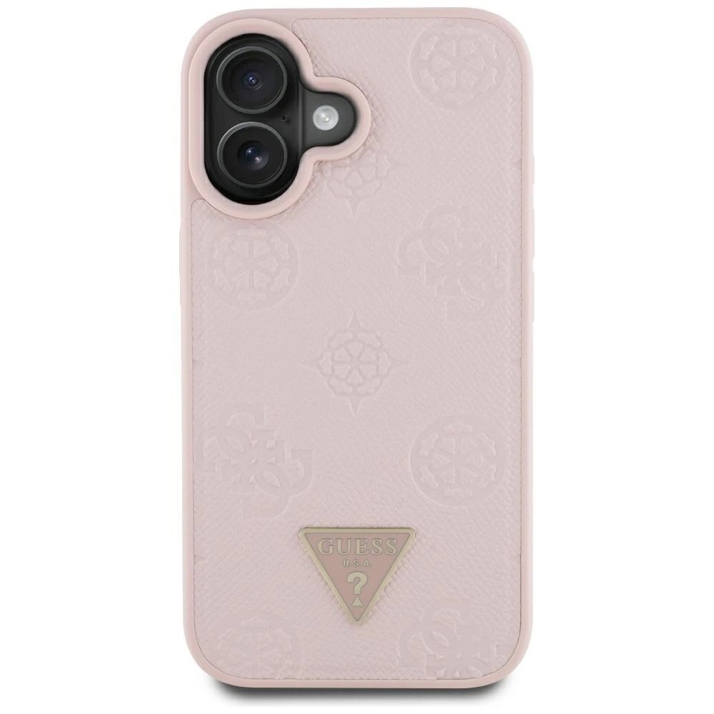 Zdjęcie do “Guess Grained Hot Stamp Peony Triangle Logo MS różowy - etui iPhone 16”.