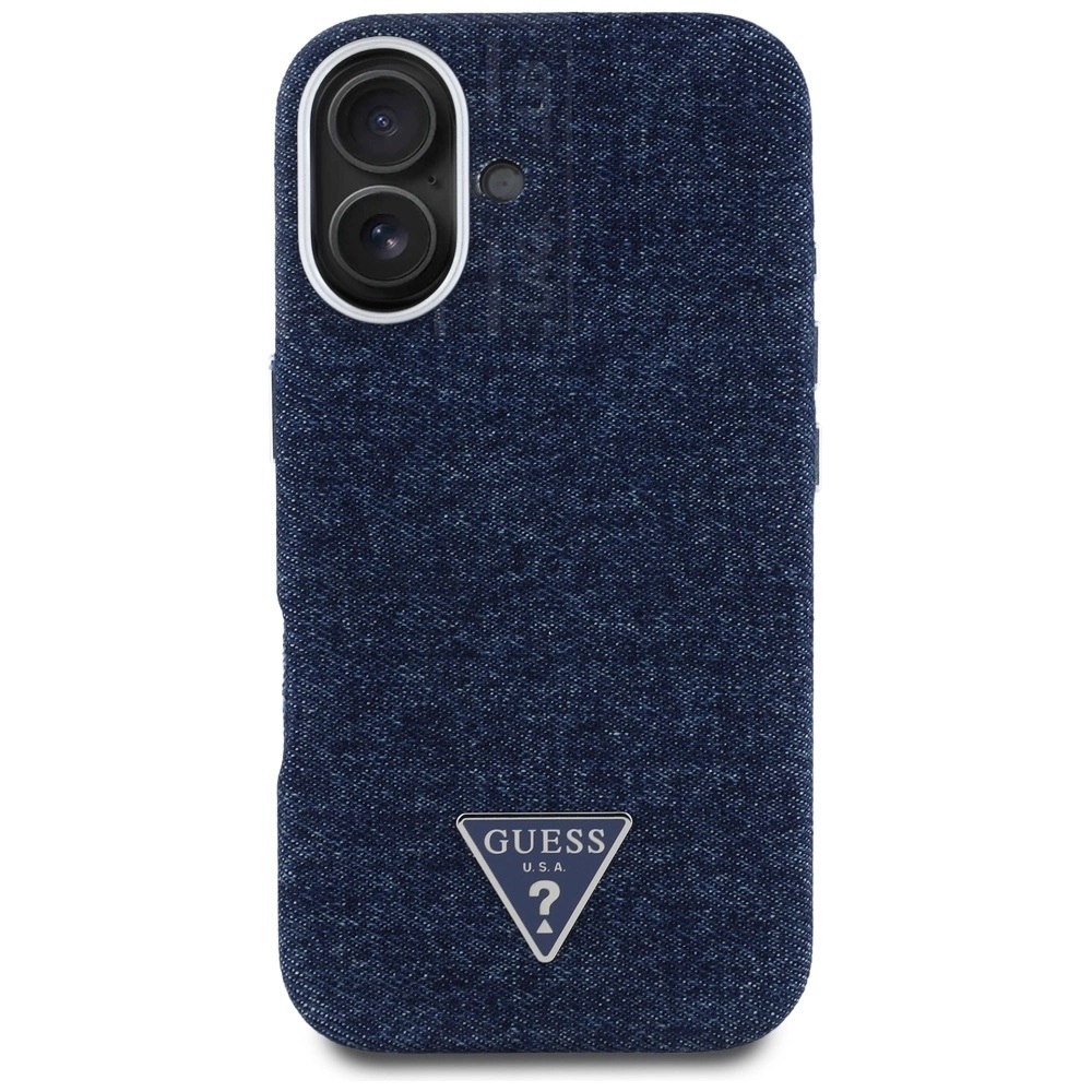 Zdjęcie do “Guess Denim Triangle Logo MS niebieski - etui iPhone 16”.