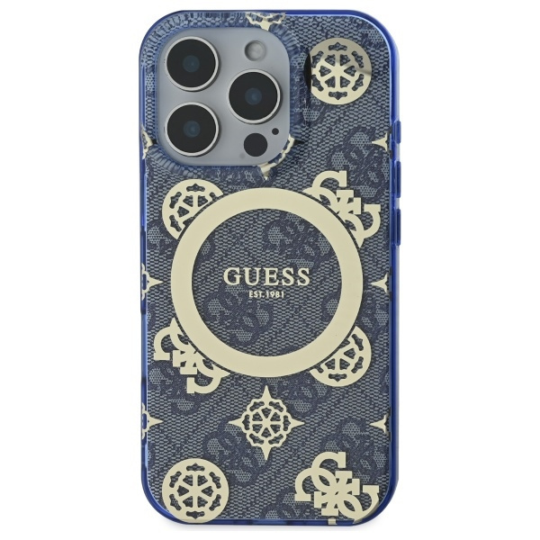 Zdjęcie do “Guess IML Peony On 4G Background MS niebieski - etui iPhone 16 Pro Max”.
