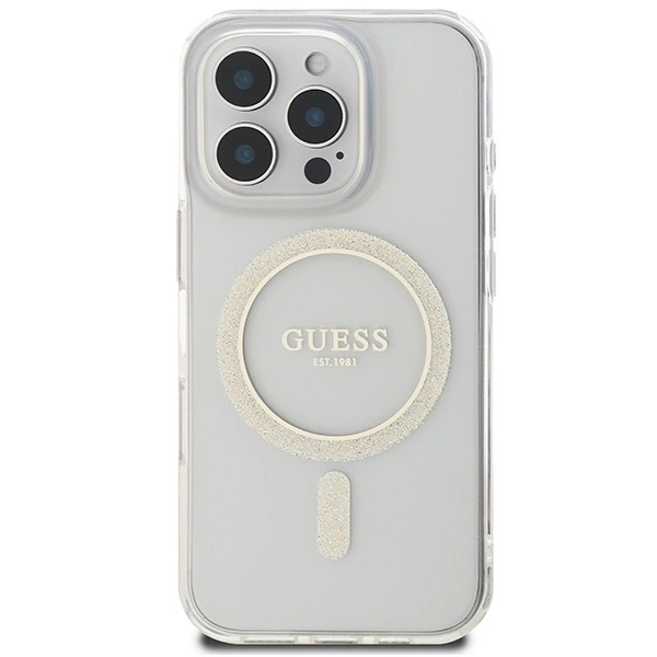 Zdjęcie do “Guess IML Glitter Circle MS przeźroczysty - etui iPhone 16 Pro”.