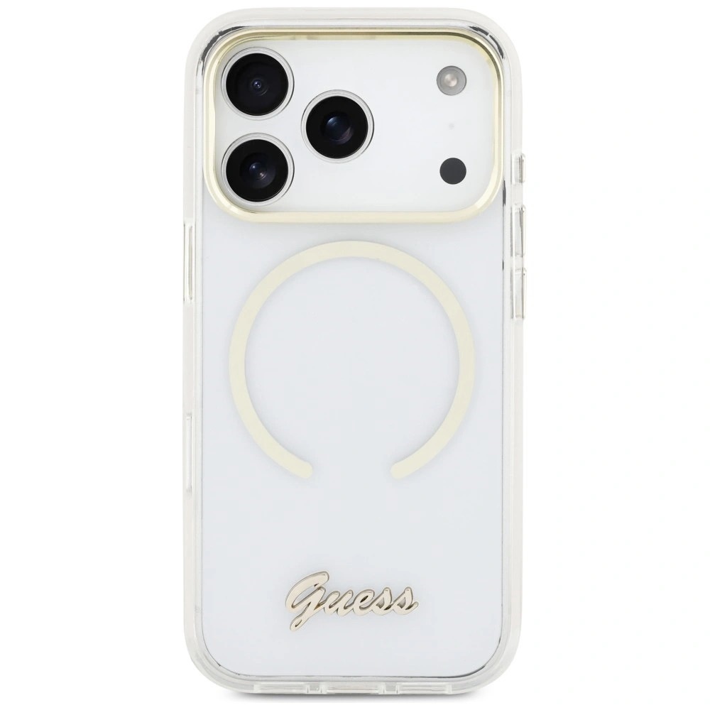 Zdjęcie do “Guess IML Script Metal MS przezroczysty - etui iPhone 17 Pro”.
