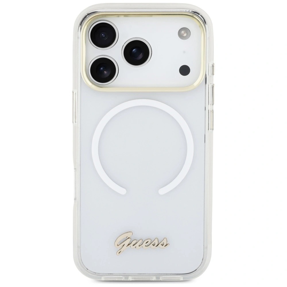 Zdjęcie do “Guess IML Gradient Script Metal MS biały - etui iPhone 17 Pro”.