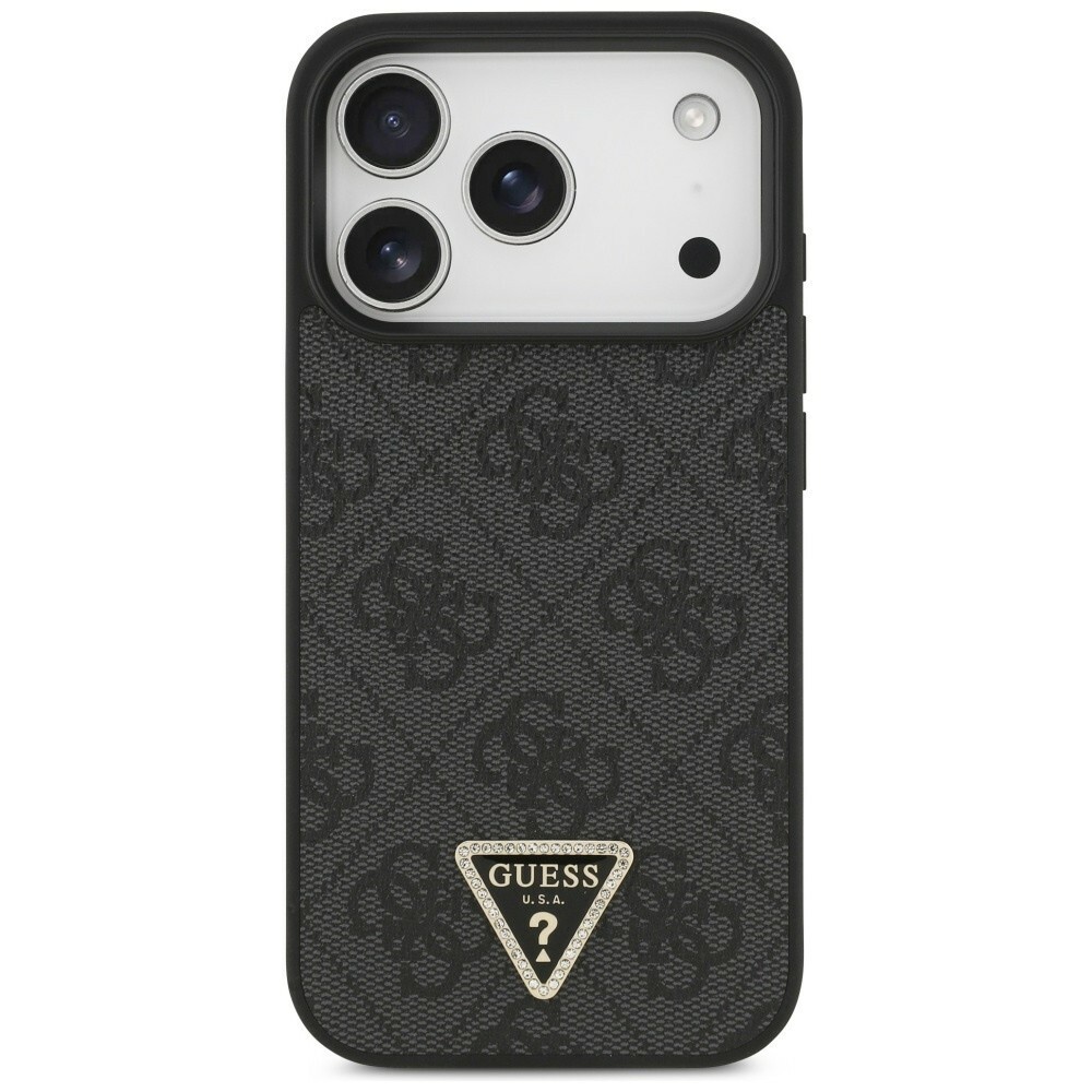 Zdjęcie do “Guess Leather 4G Triangle Strass MS czarny - etui iPhone 17 Pro”.