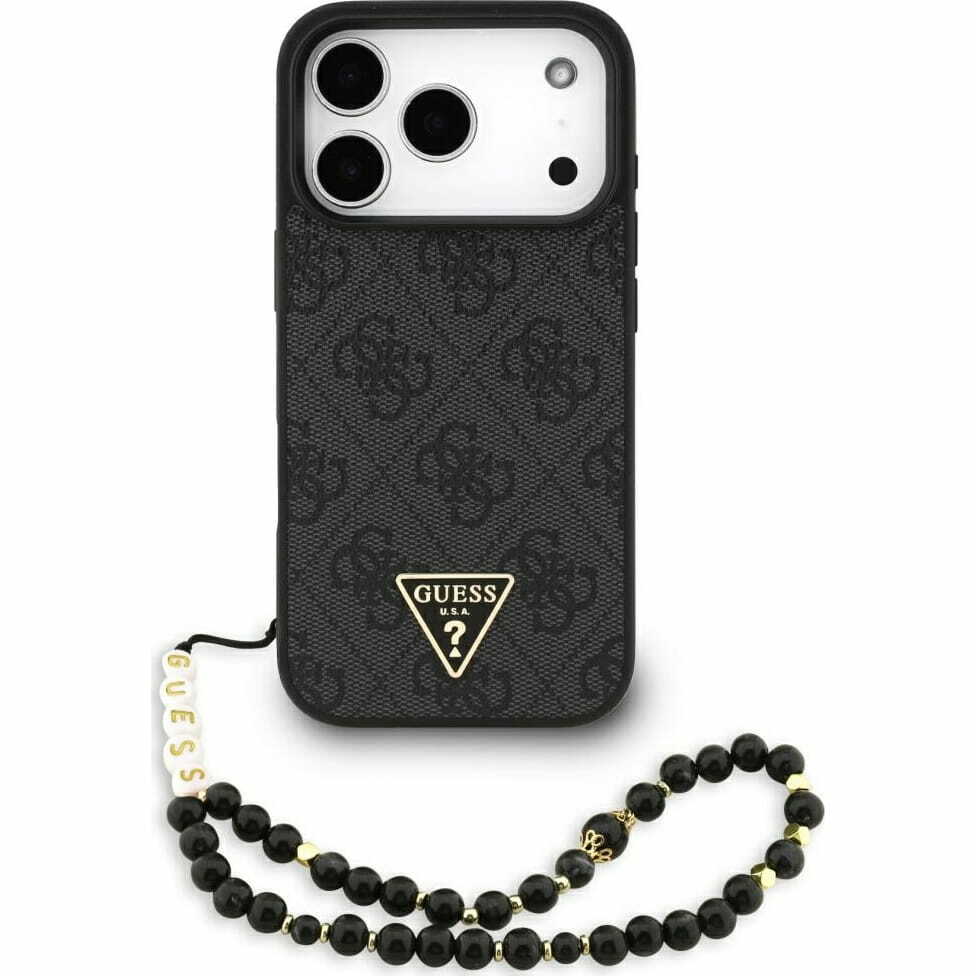 Zdjęcie do “Guess 4G Strap Triangle Logo MS czarny - etui iPhone 17 Pro”.