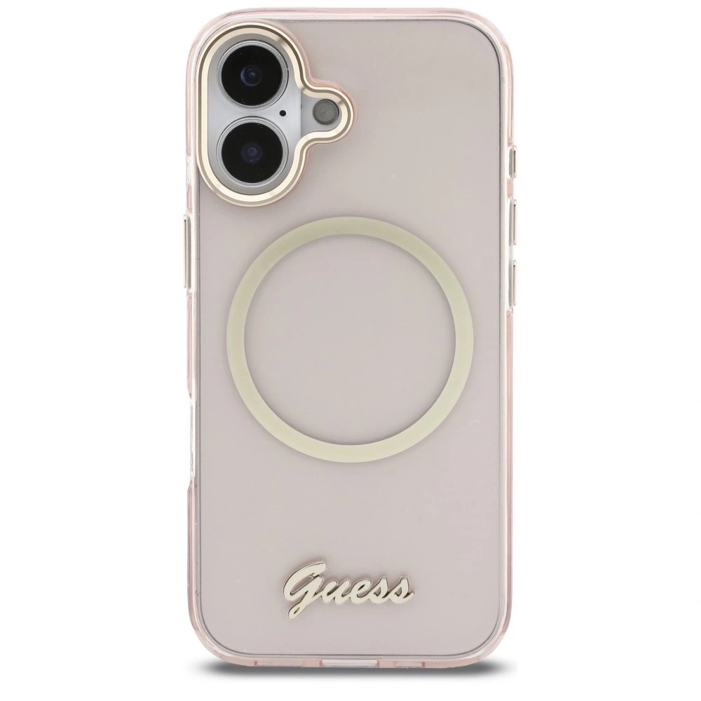 Zdjęcie do “Guess IML Script Metal MS różowy - etui iPhone 17”.