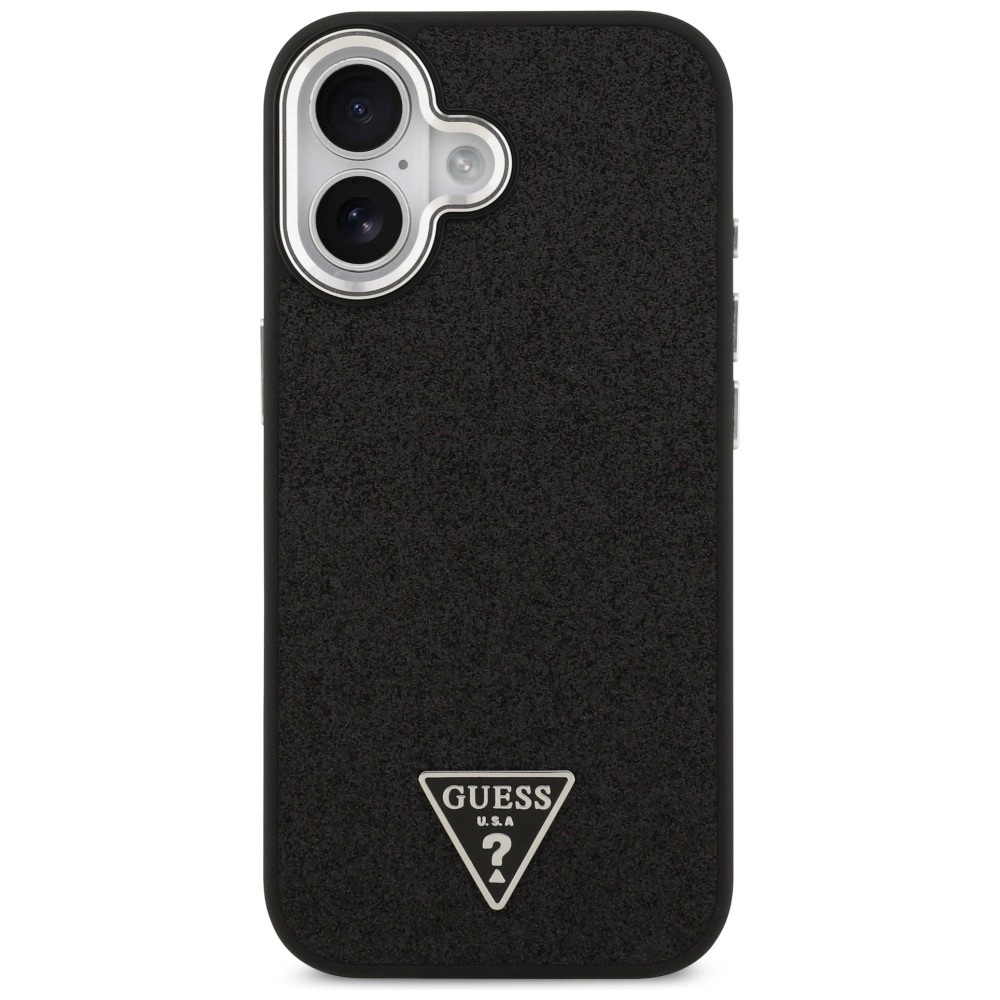 Zdjęcie do “Guess Glitter Triangle Logo MS czarny - etui iPhone 17”.