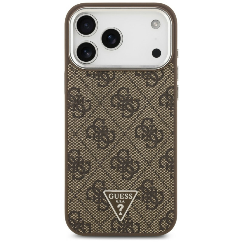 Zdjęcie do “Guess 4G Triangle Logo MS brązowy srebrny - etui iPhone 17 Pro Max”.