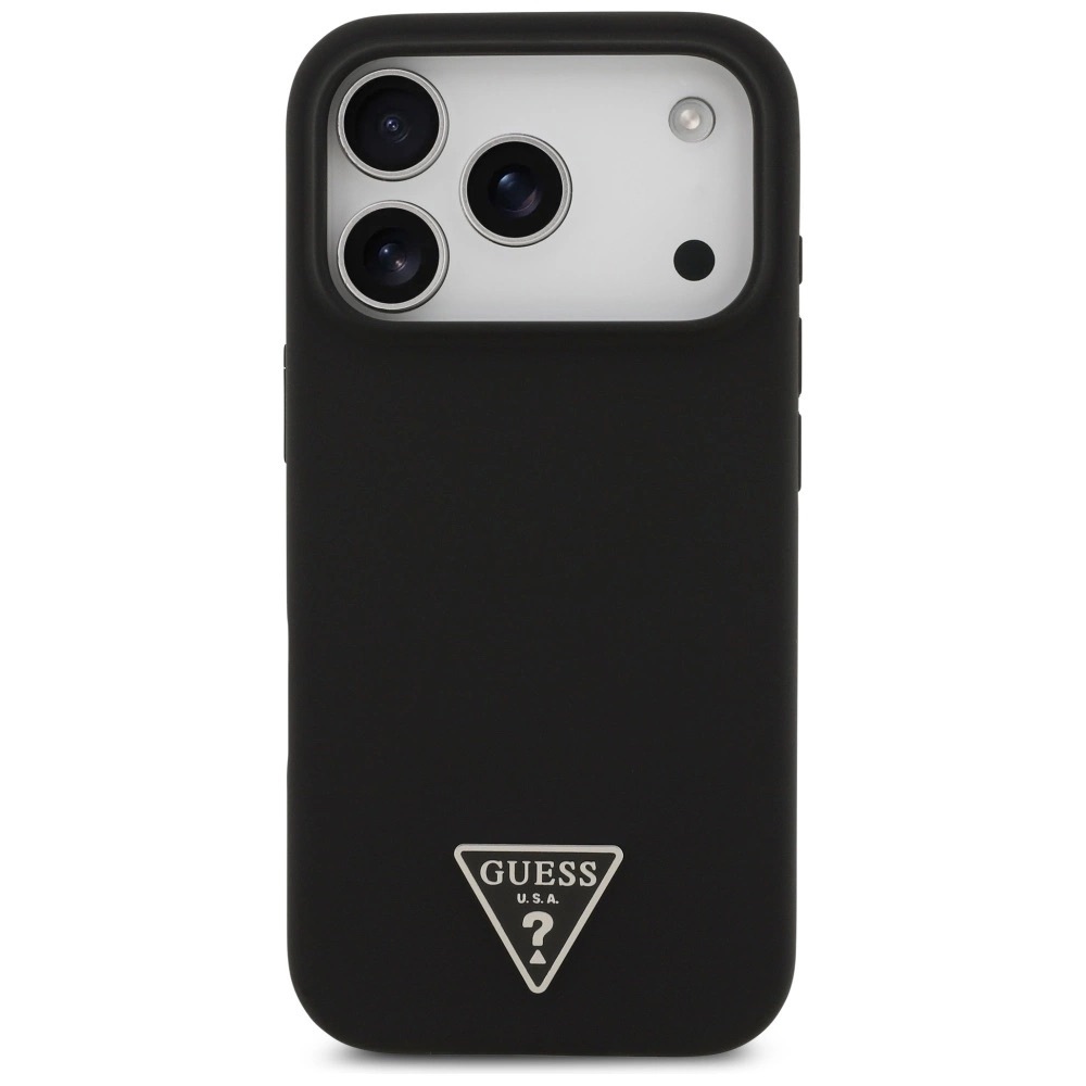 Zdjęcie do “Guess Silicone Triangle Logo MS czarny - etui iPhone 17 Pro Max”.