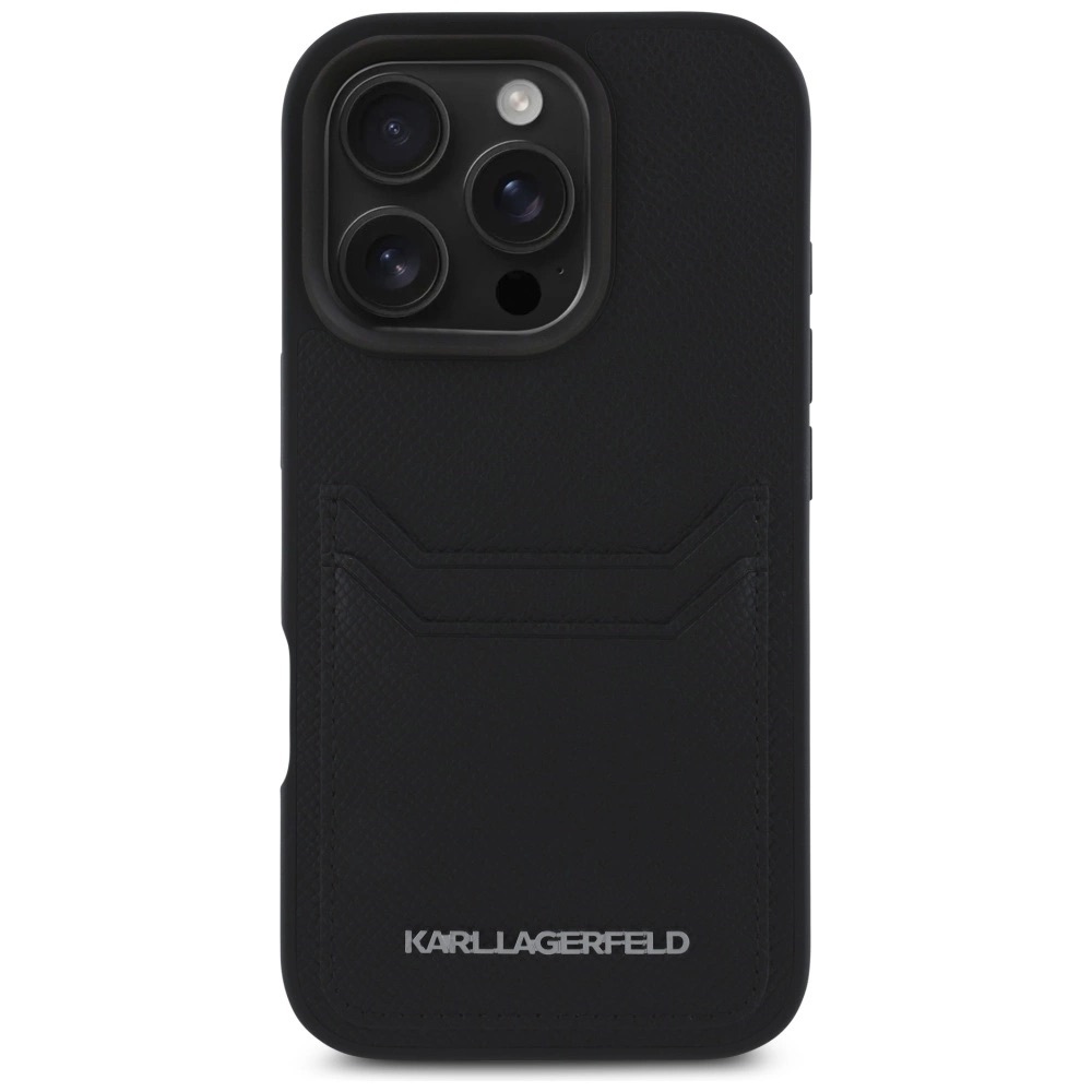 Zdjęcie do “Karl Lagerfeld HC Grained PU Cardslot Metal Elong czarny - etui iPhone 16 Pro”.