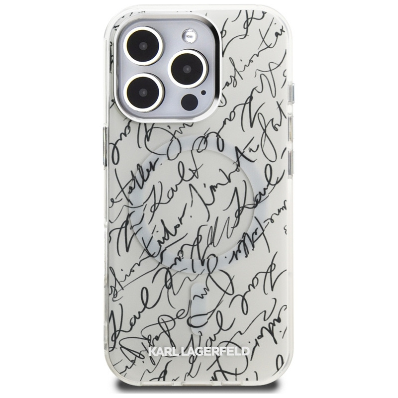 Zdjęcie do “Karl Lagerfeld IML Karl Script Pattern MS biały - etui iPhone 16 Pro”.
