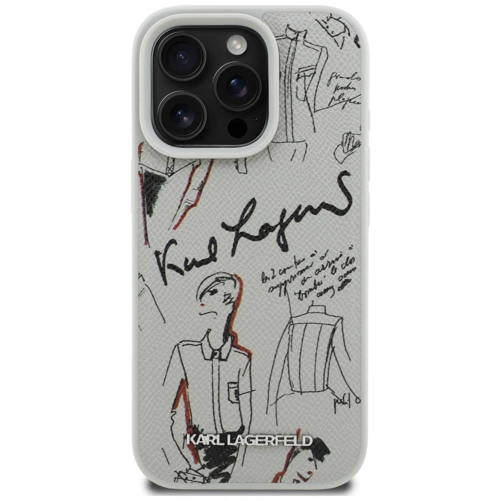 Zdjęcie do “Karl Lagerfeld Grained Pattern Logo MS szary - etui iPhone 16 Pro”.