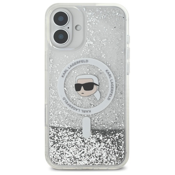 Zdjęcie do “Karl Lagerfeld Liquid Glitter Karl Head MS przezroczysty - etui iPhone 16 Plus”.