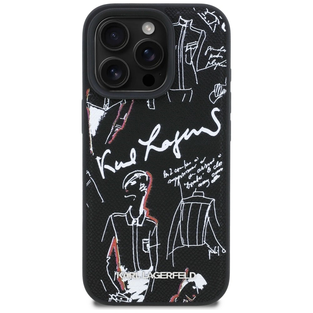 Zdjęcie do “Karl Lagerfeld Grained Pattern Logo MS czarny - etui iPhone 16 Pro Max”.