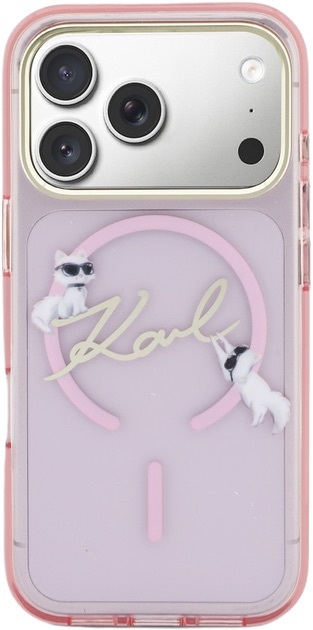 Zdjęcie do “Karl Lagerfeld IML Choupettes Karl Script Logo MS różowy - etui iPhone 17 Pro”.