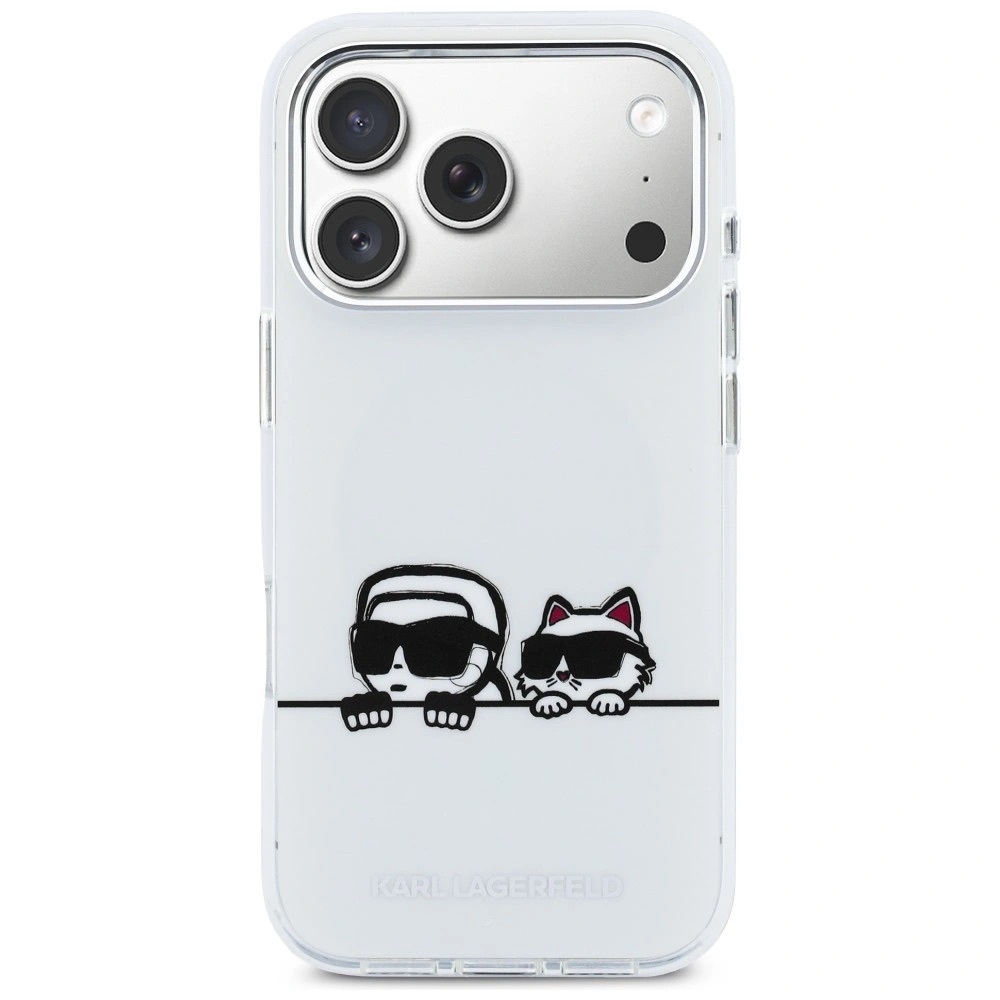 Zdjęcie do “Karl Lagerfeld IML Karl Choupette Peekaboo Logo MS biały - etui iPhone 17 Pro”.