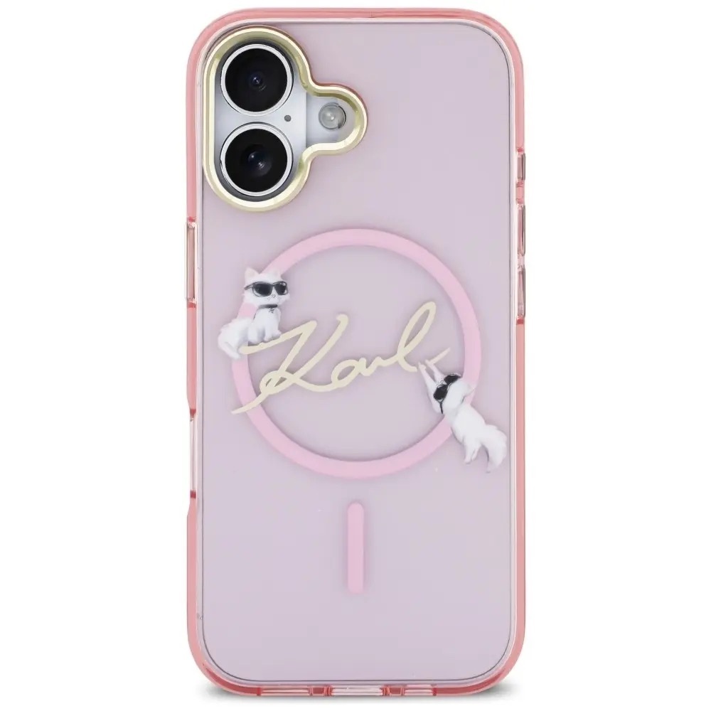 Zdjęcie do “Karl Lagerfeld IML Choupettes Karl Script Logo MS różowy - etui iPhone 17”.