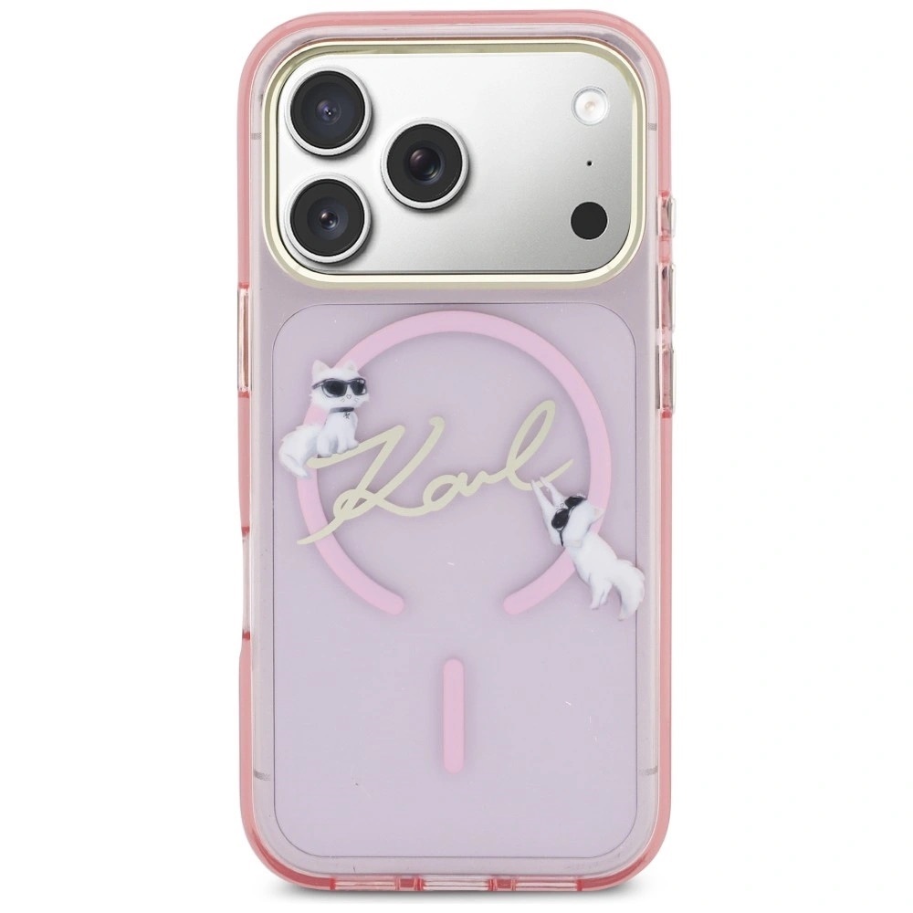 Zdjęcie do “Karl Lagerfeld IML Choupettes Karl Script Logo MS różowy - etui iPhone 17 Pro Max”.