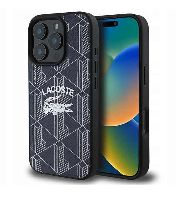 Zdjęcie do “Lacoste Monogram Vintage Logo MS granatowy - etui iPhone 16 Pro”.