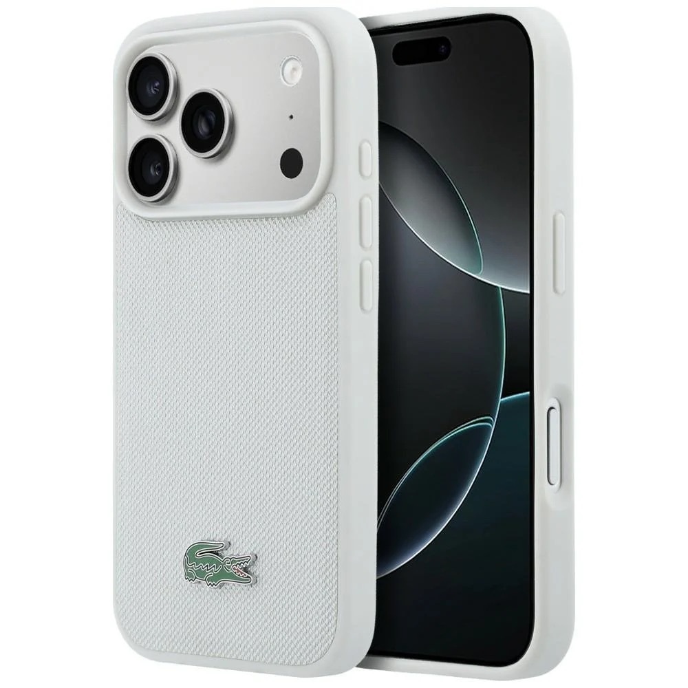Zdjęcie do “Lacoste Petit Pique Lacquer Logo MS jasnoszary - etui iPhone 17 Pro Max”.