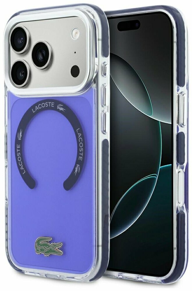 Zdjęcie do “Lacoste Shockproof Transparent Frosted MS marine - etui iPhone 17 Pro Max”.