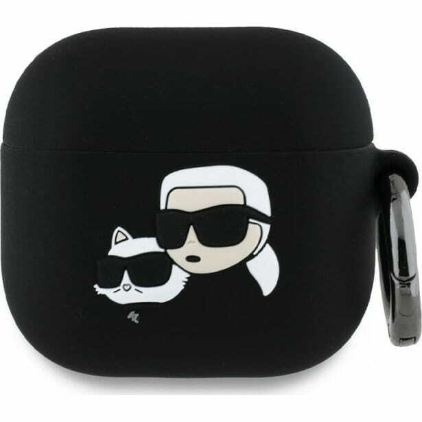 Zdjęcie do “Karl Lagerfeld Silicone Karl&Chaupette Head 3D czarny - etui AirPods 4”.