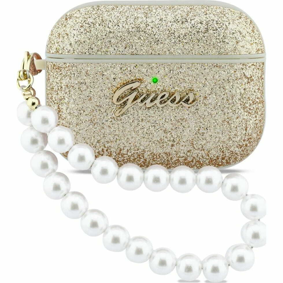 Zdjęcie do “Guess Glitter Pearl Strap złoty - etui AirPods Pro 3”.