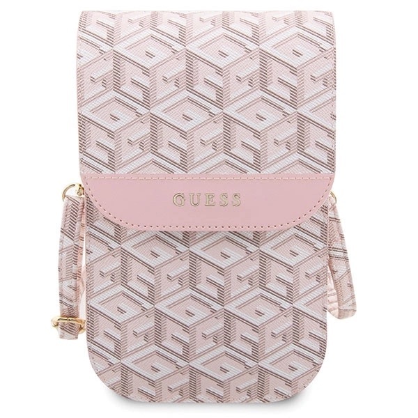 Zdjęcie do “Guess GCube Stripe różowy - torebka na smartfon”.