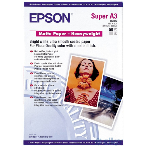Epson Matte Papier Heavyweight; A3+, 167 g, 50 ark.