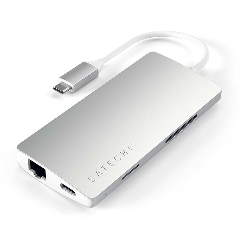 Satechi hub USB-C/3xUSB 3.0/HDMI/Power Delivery/SD/microSD/Gigabit Ethernet (srebrny)