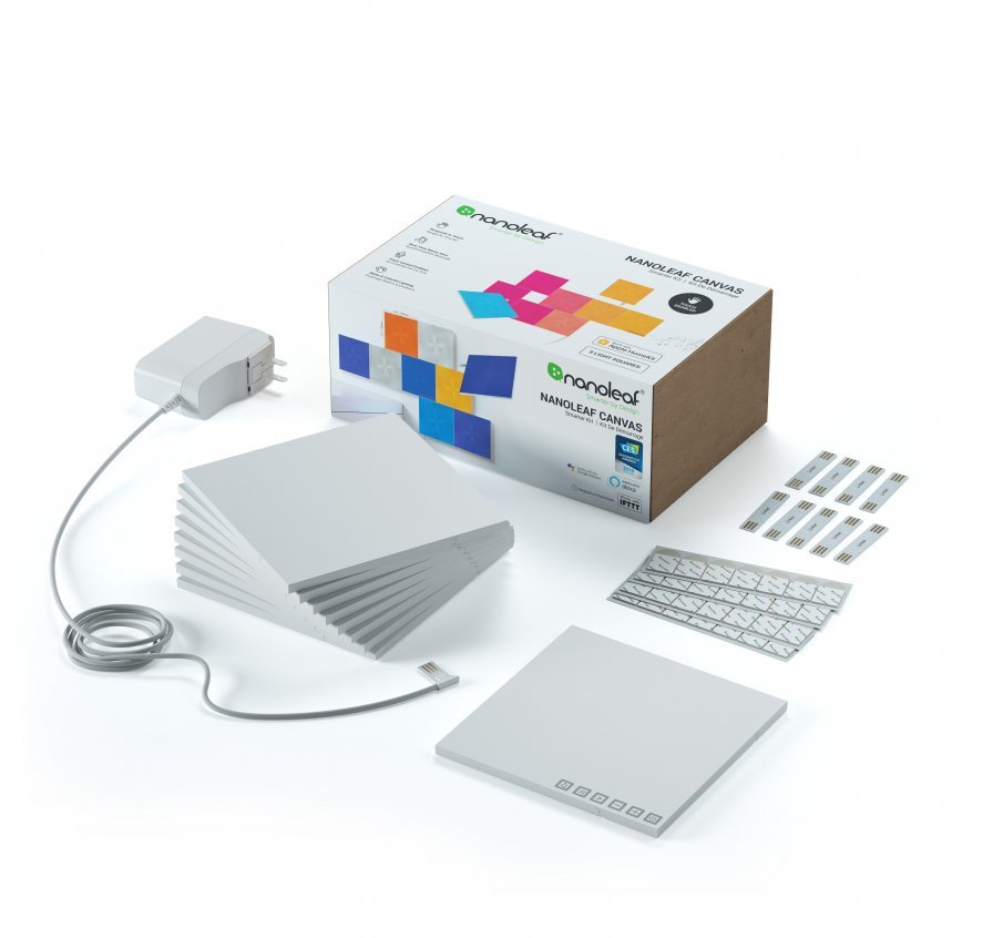Zdjęcie do “Nanoleaf Canvas Smarter Kit - panele świetlne (9 paneli w tym kontroler)”.