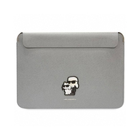 Zdjęcie do “Karl Lagerfeld laptop Sleeve Saffiano Karl&Choupette srebrny - pokrowiec Macbook 14"”.