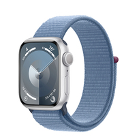 Apple Watch Series 9 41mm GPS aluminium w kolorze srebrnym z opaską sportową w kolorze zimowego błękitu