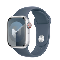 Apple Watch Series 9 GPS + Cellular 41mm Silver Aluminium Case with Storm Blue Sport Band - M/L