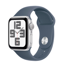 Apple Watch SE 40mm GPS aluminium w kolorze srebrnym z paskiem sportowym w kolorze sztormowego błękitu - M/L