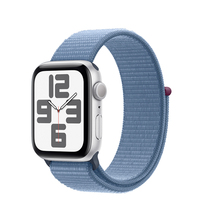 Apple Watch SE 40mm GPS aluminium w kolorze srebrnym z opaską sportową w kolorze zimowego błękitu