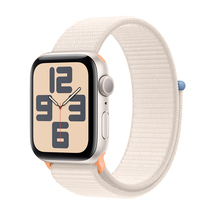 Apple Watch SE 44mm GPS aluminium w kolorze księżycowej poświaty z opaską sportową w kolorze księżycowej poświaty