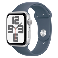 Apple Watch SE 44mm GPS aluminium w kolorze srebrnym z paskiem sportowym w kolorze sztormowego błękitu - S/M