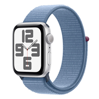 Apple Watch SE 44mm GPS aluminium w kolorze srebrnym z opaską sportową w kolorze zimowego błękitu