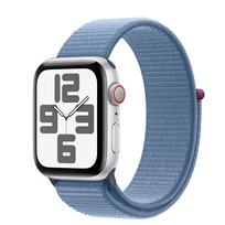 Apple Watch SE 44mm GPS + Cellular aluminium w kolorze srebrnym z opaską sportową w kolorze zimowego błękitu
