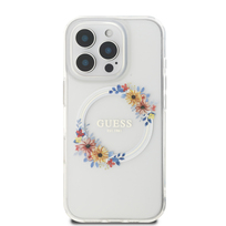 Guess IML Flowers Wreath MagSafe Przeźroczysty - etui iPhone 16 Pro Max