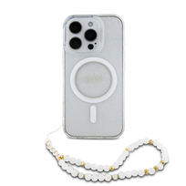 Guess IML Glitter With Pearl Strap MagSafe przeźroczysty - etui iPhone 16 Pro