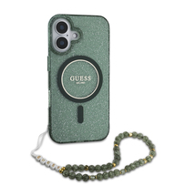 Guess IML Glitter With Pearl Strap MagSafe zielony - etui iPhone 16