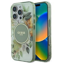 Zdjęcie do “Guess IML Flower & Tonal Circle MagSafe zielony - etui iPhone 16 Pro Max”.
