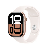 Zdjęcie do “Apple Watch Series 10 GPS 42mm Rose Gold Aluminium Case with Light Blush Sport Band - M/L”.