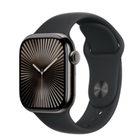 Zdjęcie do “Apple Watch Series 10 GPS + Cellular 42mm Slate Titanium Case with Black Sport Band - S/M”.