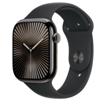 Zdjęcie do “Apple Watch Series 10 GPS + Cellular 46mm Slate Titanium Case with Black Sport Band - M/L”.