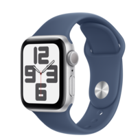 Apple Watch SE GPS 40mm Silver Aluminium Case with Denim Sport Band - S/M