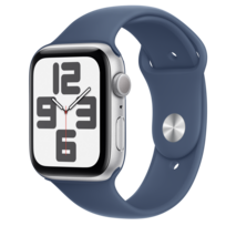 Apple Watch SE GPS 44mm Silver Aluminium Case with Denim Sport Band - M/L