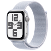 Apple Watch SE GPS 44mm Silver Aluminium Case with Blue Cloud Sport Loop